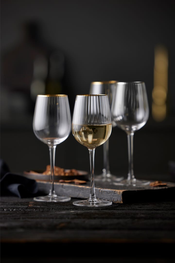 Palermo Gold Weißweinglas 30 cl 4er Pack - Klar-gold - Lyngby Glas