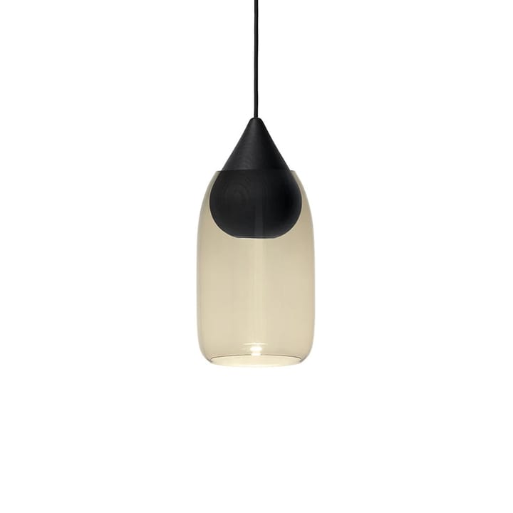 Liuku Drop Pendelleuchte - Rauchglas, Linde schwarz lackiert - Mater
