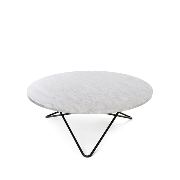 Large O Table Beistelltisch - Marmor carrara, Gestell schwarz lackiert - OX Denmarq