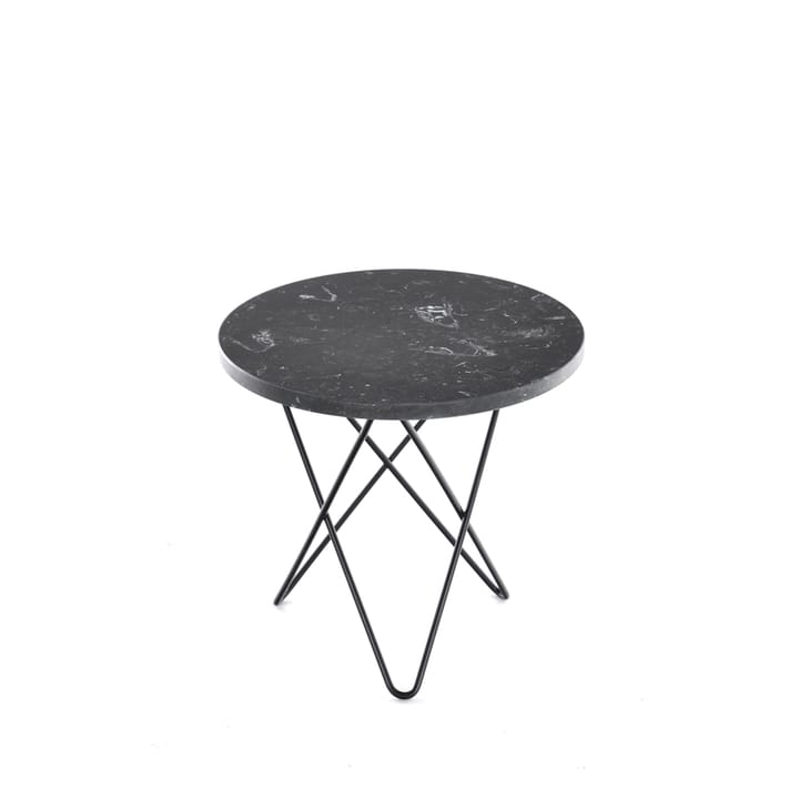 Mini O Table Beistelltisch - Marmor marquina, Schwarz lackiertes Gestell - OX Denmarq