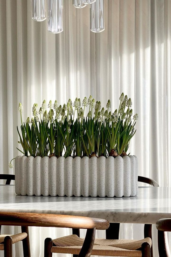Pflanzen im Haus – 9 Blumentöpfe für ein grünes zu Hause. Dekorieren Sie mit dem ovalen Mist Topf  in weißer Keramik von DBKD. Foto: @nytthem