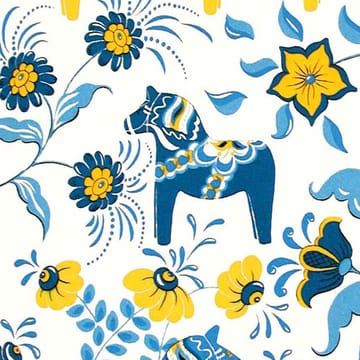 Leksand Stoff - Blau-gelb/weiß - Arvidssons Textil