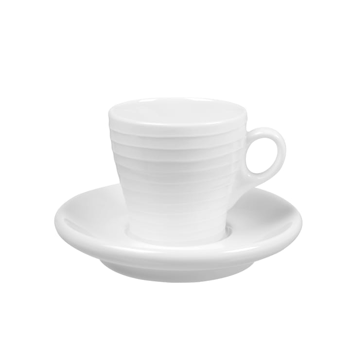 Blond Espressotasse mit Unterteller - Stripe weiß - Design House Stockholm