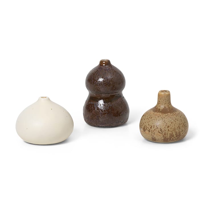 Komo Vase mini 3er Set - Brown-white - Ferm LIVING