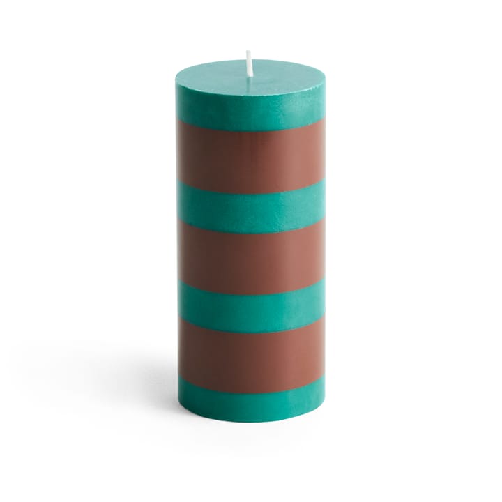 Column Candle Blockkerze small 15cm - Green-brown - HAY