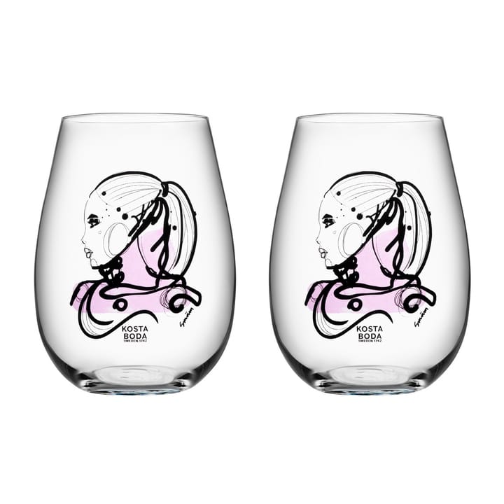 All about you Glas 57 cl 2er Pack - Love you (rosa) - Kosta Boda