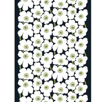 Pieni Unikko Stoff Baumwolle - Weiß-grün (schwarzer Hintergrund) - Marimekko