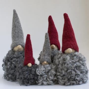 Weihnachtsmann aus Wolle groß - Graue Mütze - Monikas Väv & Konst