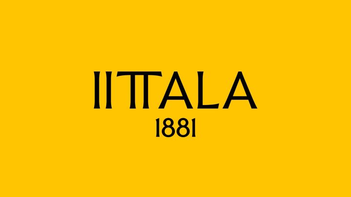 Das neue Logo von Iittala mit gelbem Hintergrund und dem Namen mit der Jahreszahl 1881. 